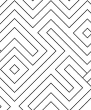 Load image into Gallery viewer, Black and white geometric labyrinth wallpaper pattern