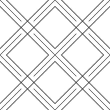 Load image into Gallery viewer, Geometric lattice patterned black and white vinyl wallpaper