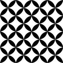 Load image into Gallery viewer, Black and white circle and diamond patterned vinyl wallpaper