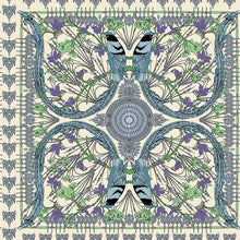 Load image into Gallery viewer, Bohemian style wallpaper pattern with birds and flowers on a light background