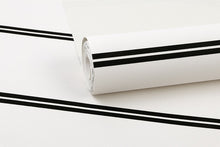 Load image into Gallery viewer, Detail of black and white pin striped wallpaper