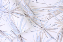 Load image into Gallery viewer, Light blue palm leaf patterned non woven wallpaper detail