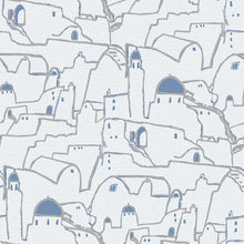 Load image into Gallery viewer, Blue and white Greek town printed vinyl wallpaper