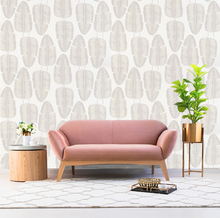 Load image into Gallery viewer, Tropical banana leaf patterned non woven wallpaper decorating a living room wall