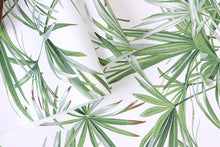 Load image into Gallery viewer, Cool green palm leaf patterned non woven wallpaper detail