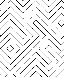 Black and white geometric labyrinth wallpaper pattern