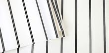 Load image into Gallery viewer, Detail of black and white pin striped wallpaper
