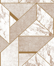 Load image into Gallery viewer, Beige and gold marble tile patterned wallpaper
