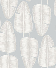 Load image into Gallery viewer, Tropical banana leaf patterned non woven wallpaper in neutral grey tones
